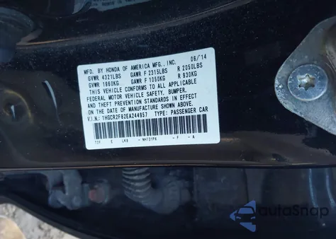 2014 Honda Accord Ex-L z USA, uszkodzony, nr VIN 1HGCR2F82EA244957